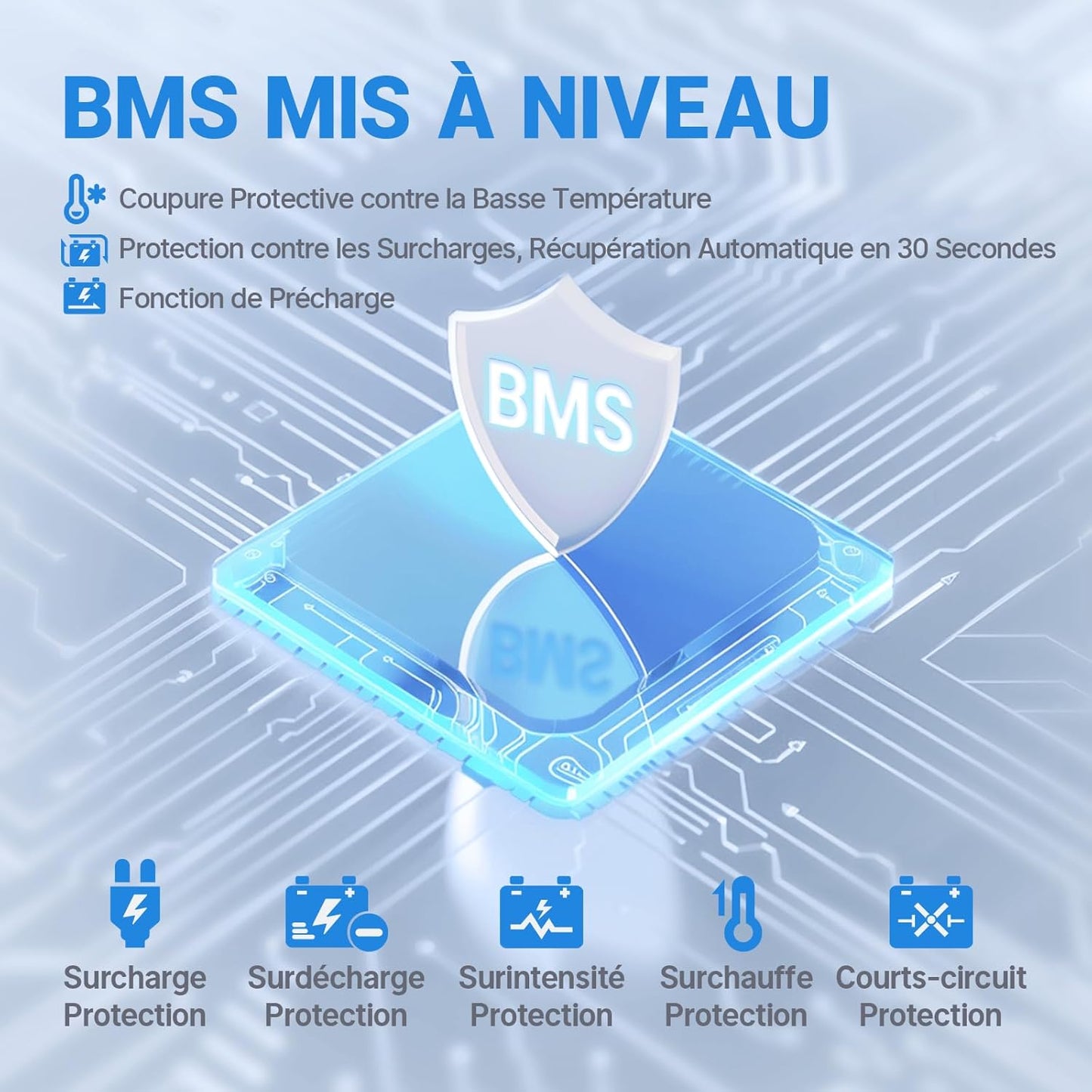 Redodo Batterie LiFePO4 12V 100Ah H190 avec Bluetooth