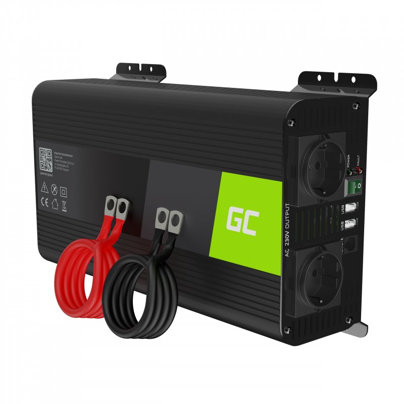 Green Cell® Onduleur Pur Sinus 12V → 230V – 500W / 1000W ou 1000W / 2000W | Inverter Haute Performance pour Voiture, Camping-Car, Systèmes Solaires