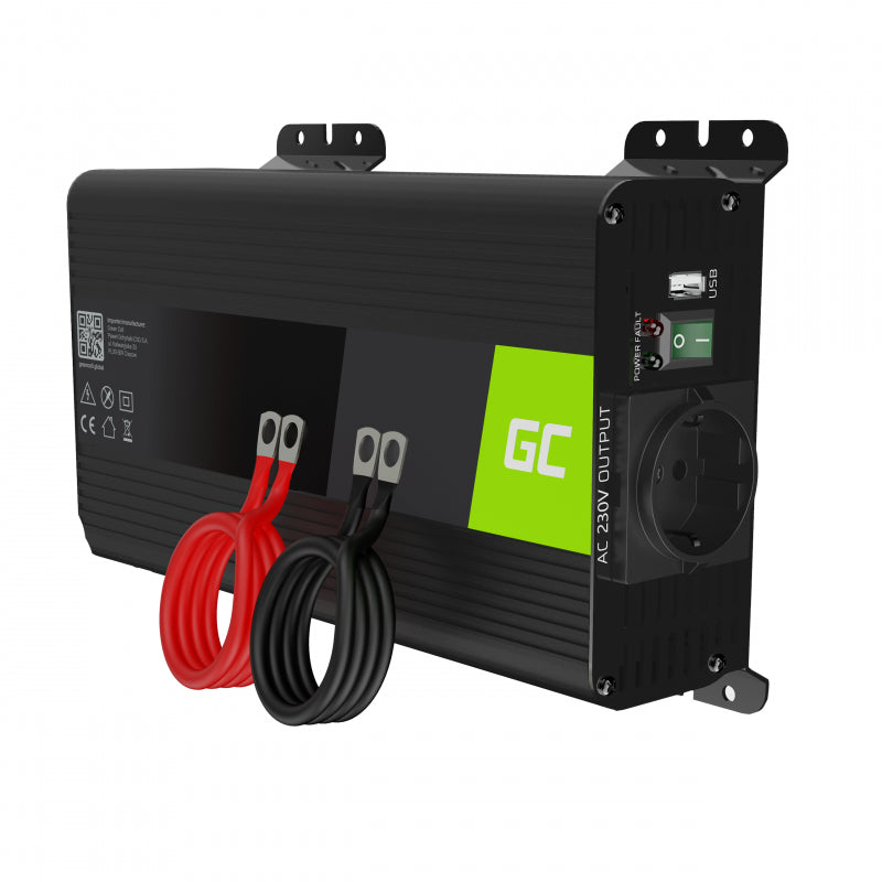 Green Cell® Onduleur Pur Sinus 12V → 230V – 500W / 1000W ou 1000W / 2000W | Inverter Haute Performance pour Voiture, Camping-Car, Systèmes Solaires
