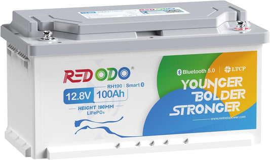 Redodo Batterie LiFePO4 12V 100Ah H190 avec Bluetooth