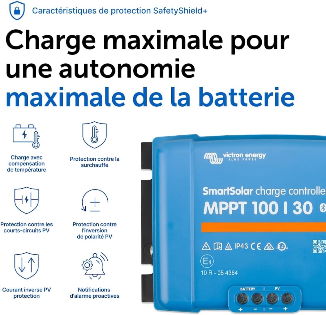 Victron Energy SmartSolar MPPT 100V 30 Ah 12/24v Contrôleur de Charge Solaire (avec Bluetooth)