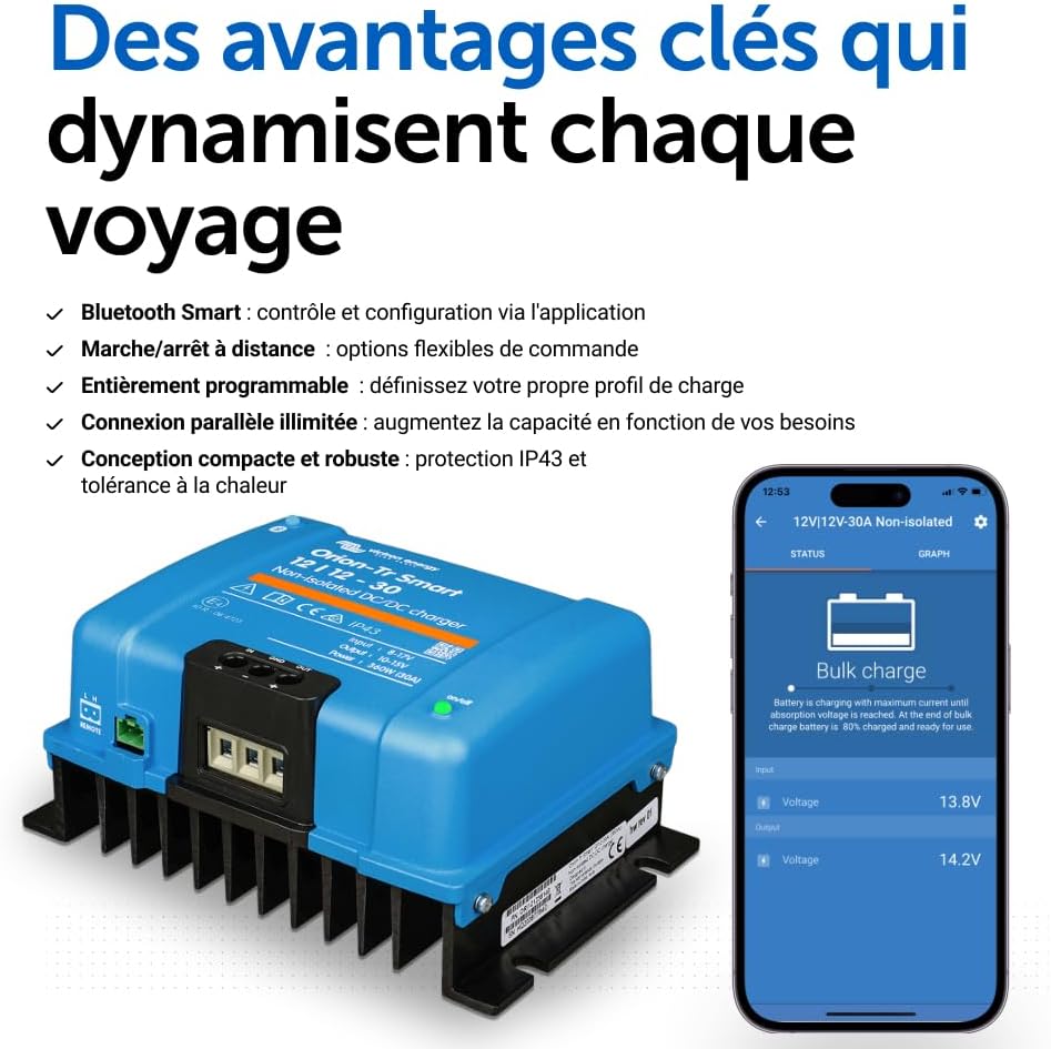 Victron Energy Orion-TR Smart 12/12-Volt 30 A 360 W CC-CC Chargeur Non Isolé (Bluetooth)
