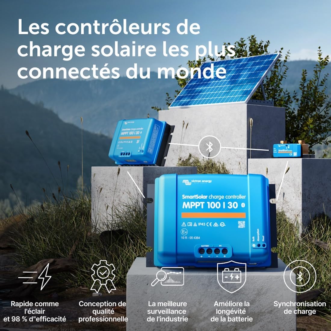 Victron Energy SmartSolar MPPT 100V 30 Ah 12/24v Contrôleur de Charge Solaire (avec Bluetooth)