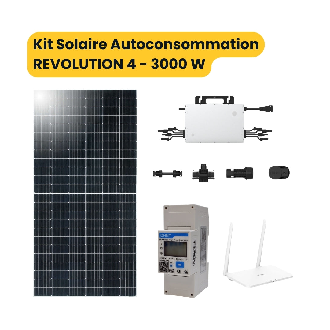 Kit Solaire 3000 W Autoconsommation REVOLUTION 4 - Panneaux Monocristallins 550 W - Micro-onduleurs Hoymiles HMS - Supervision DTU-Pro-S et Smart Meter